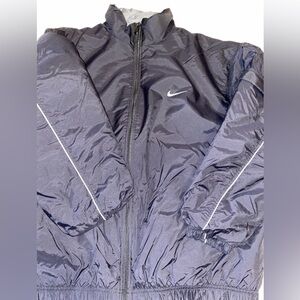 Nike Mens Winter Bomber Jacket Black Full Zip Lined XXL RETRO LOGO ON BACK EUC